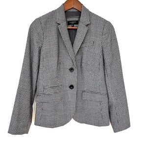 Talbots fitted blazer, single breasted, wool blend, houndstooth, fully lined